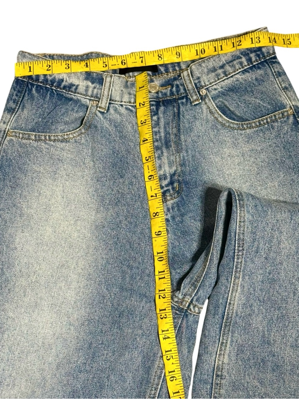 Reverse Worn Wide Leg Denim Jeans - Y2K Baggy Skate Pants with Inverted Pockets - Picture 5 of 7